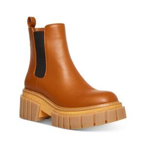 MADDEN GIRL Womens Cognac Brown 1-1/2" Platform Sides Pheobee Chelsea 9.5 M